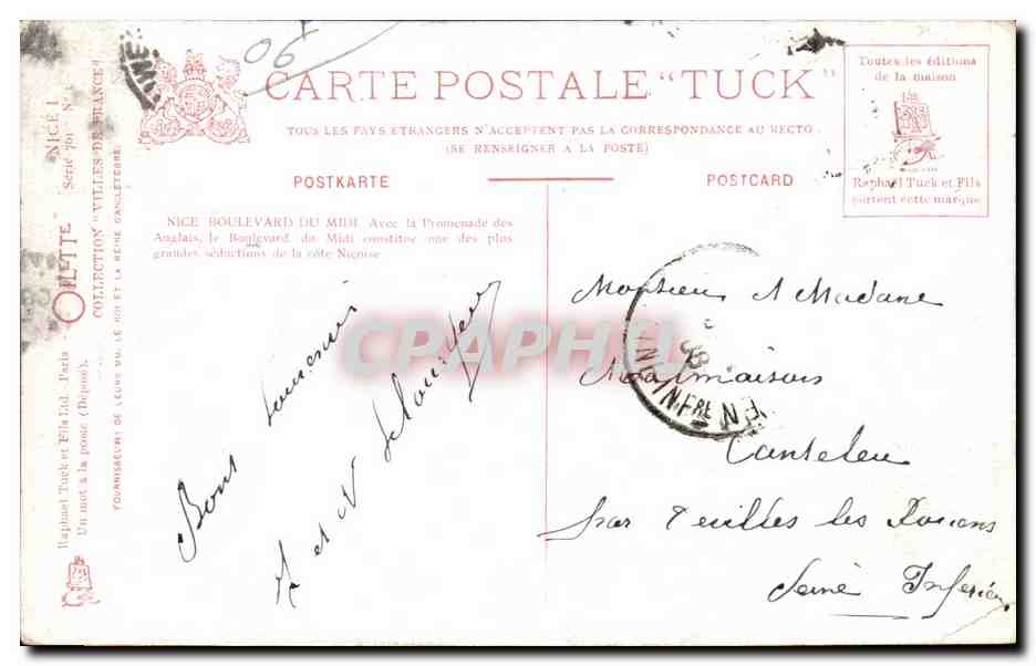 Nice - Promenade du Midi - CPA  — Rückseite