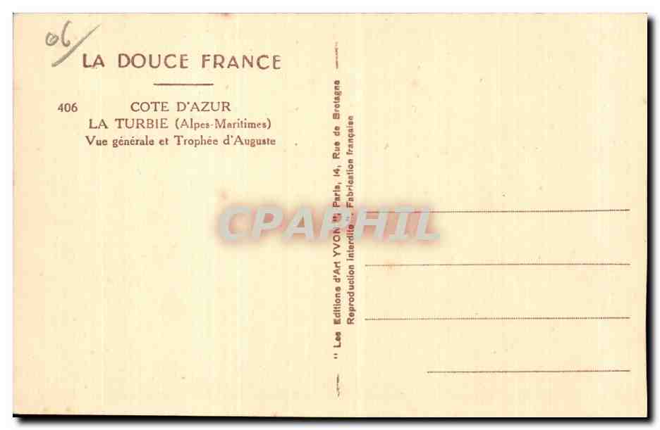 La Turbie - Vue Generale et Trophee d Auguste - CPA  — Verso