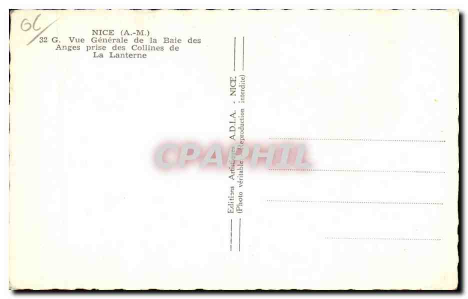 Nice - Vue Generale - Baie des Anges - CPA  — Rückseite