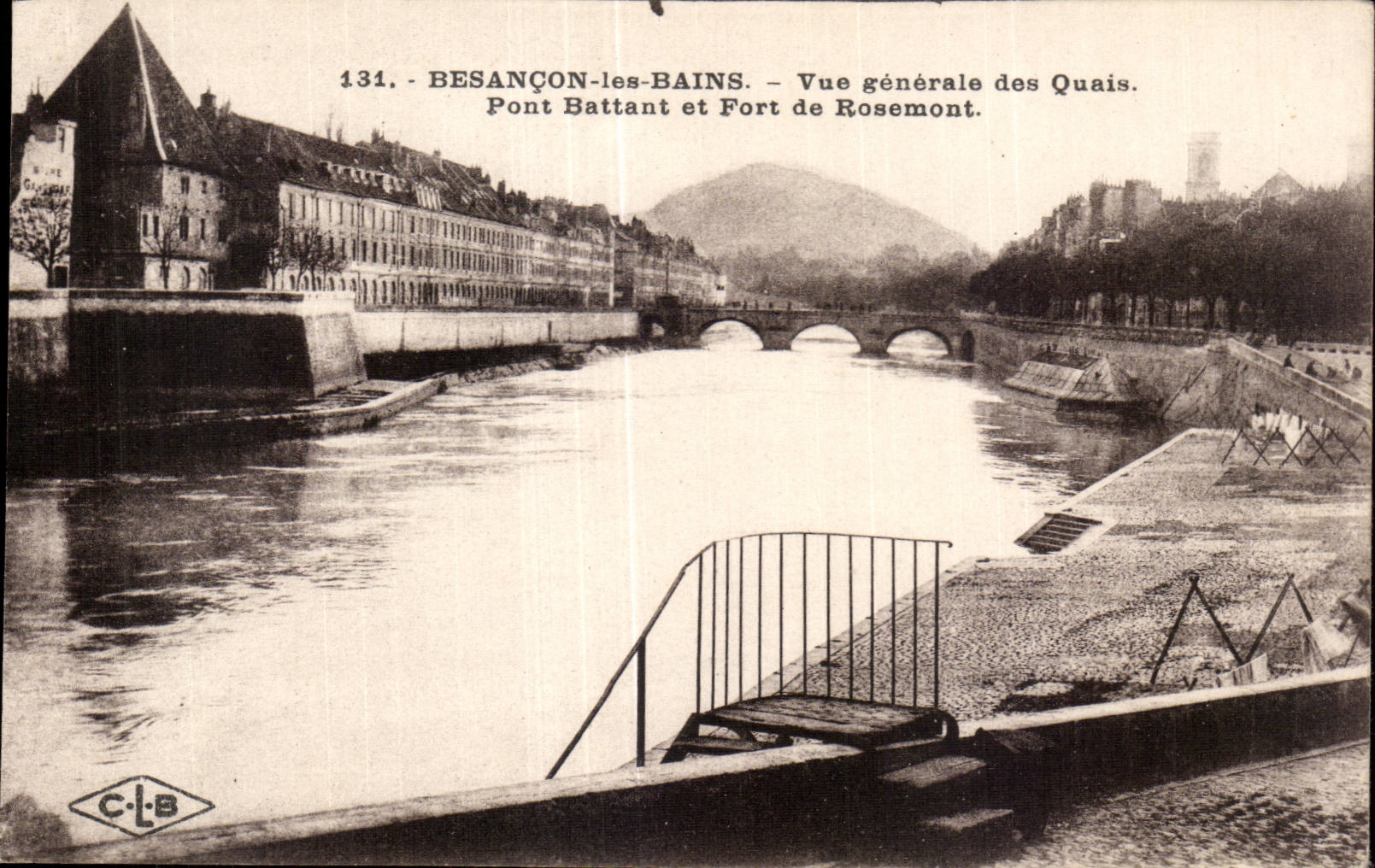 Besançon-les-Bains — Vue générale des Quais. Pont Battant et Fort Rosemont — C.L.B.