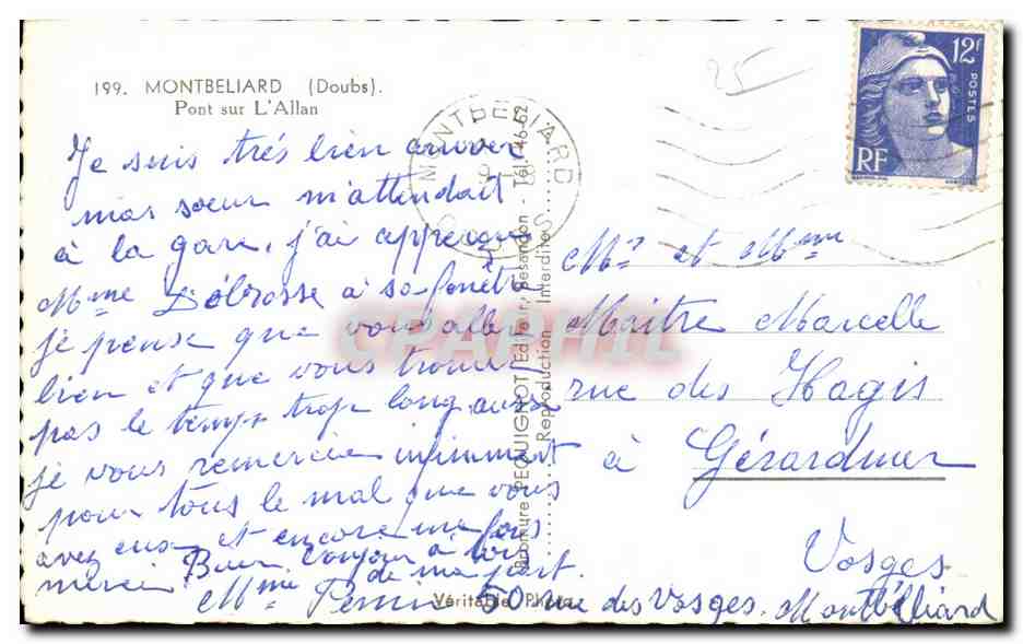 Montbellard - Pont sur l Allan - CPA  — Rückseite