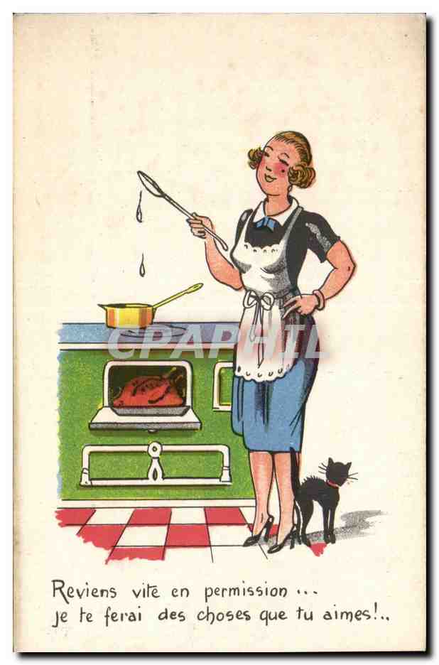 Femme en cuisine — Carte de permission — Imprimée en France n°100/30