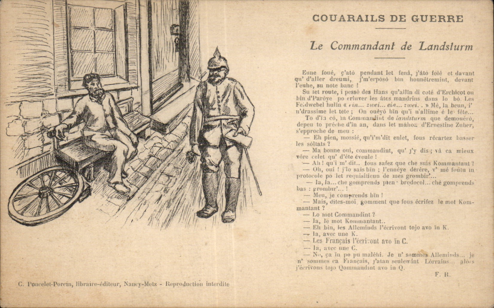 Militaria - Humour - Humoristique - Illustration - Le commandant de Landsturm - CPA 