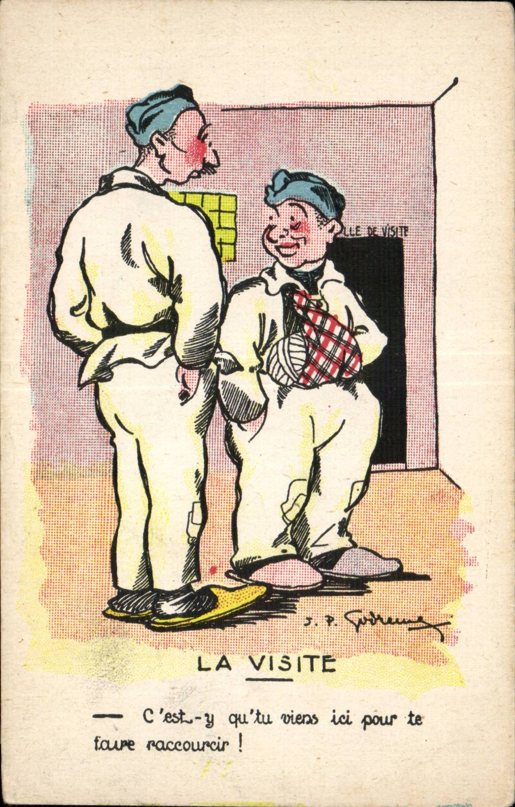 Militaria - Humour - Humoristique - Illustration - La Visite - CPA 