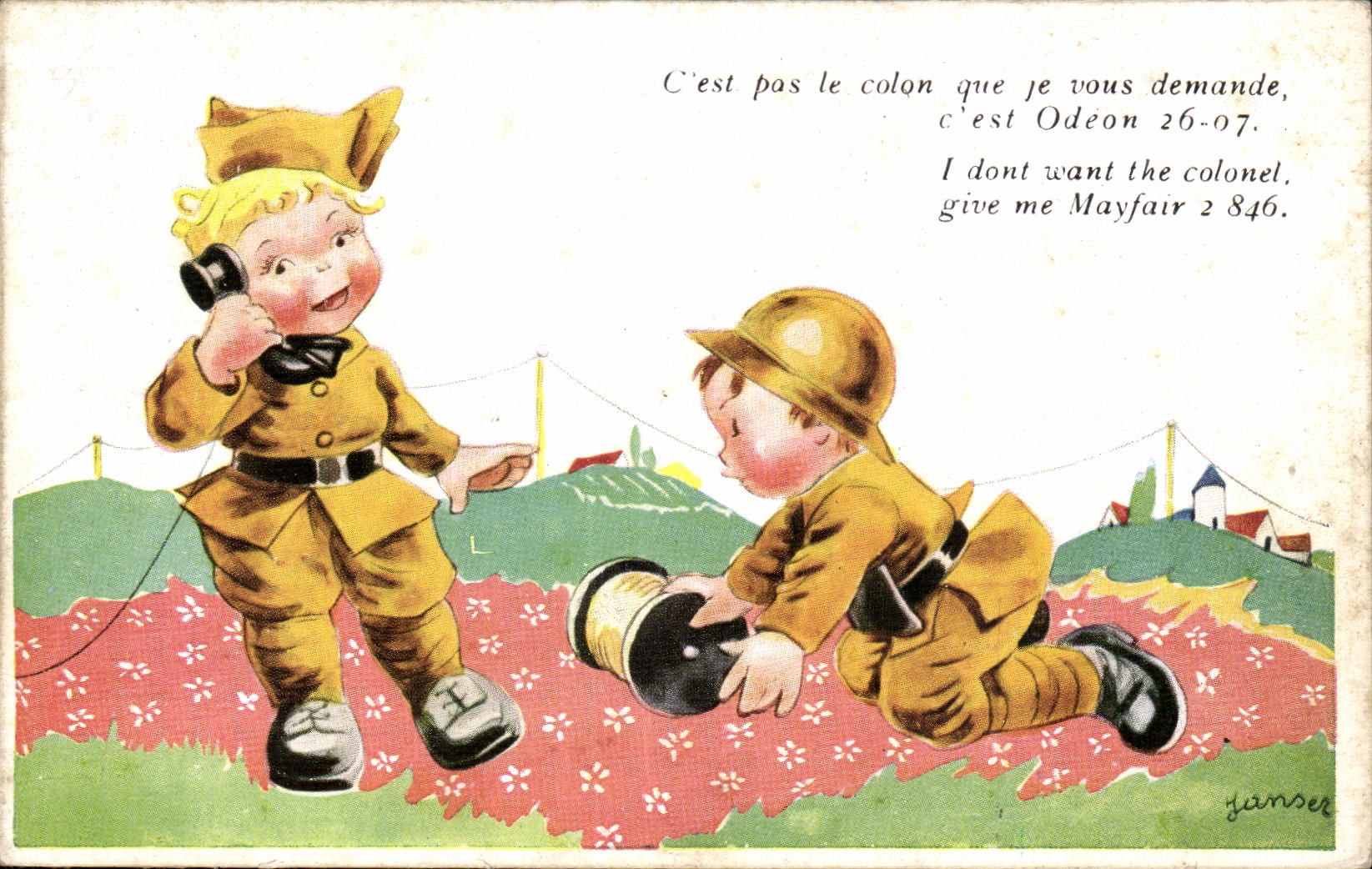 Deux soldats d'infanterie — jeu téléphonique — Éditions Enfantine Janser