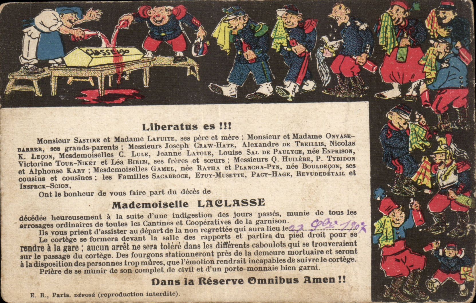 Cortège funèbre — Mademoiselle Laclasse — E.R., Paris