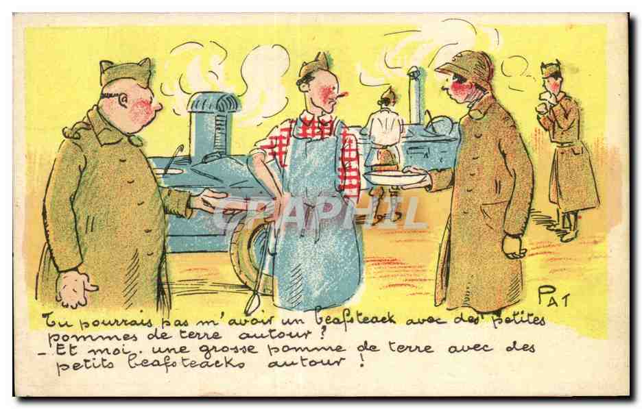 Soldats et cuisinière — scène humoristique — éditeur HUMOCA