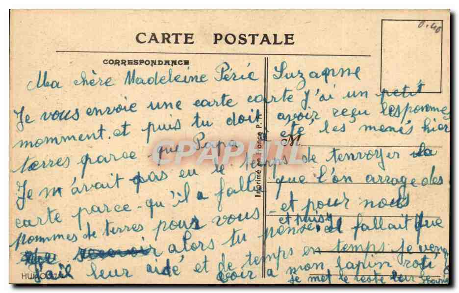 Soldats et cuisinière — scène humoristique — éditeur HUMOCA — Verso