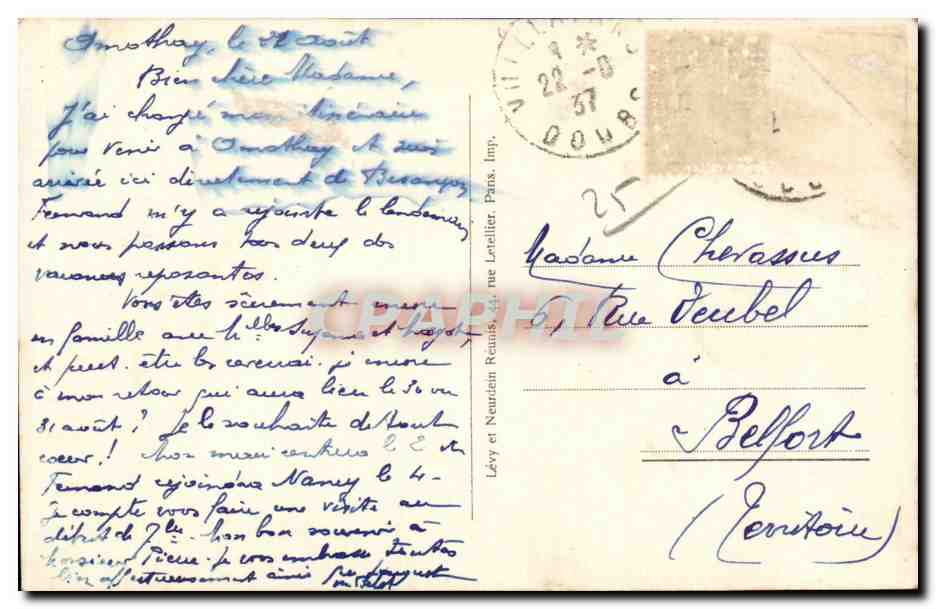 Ornans - Vieilles Maisons sur la Loue - CPA — Rückseite