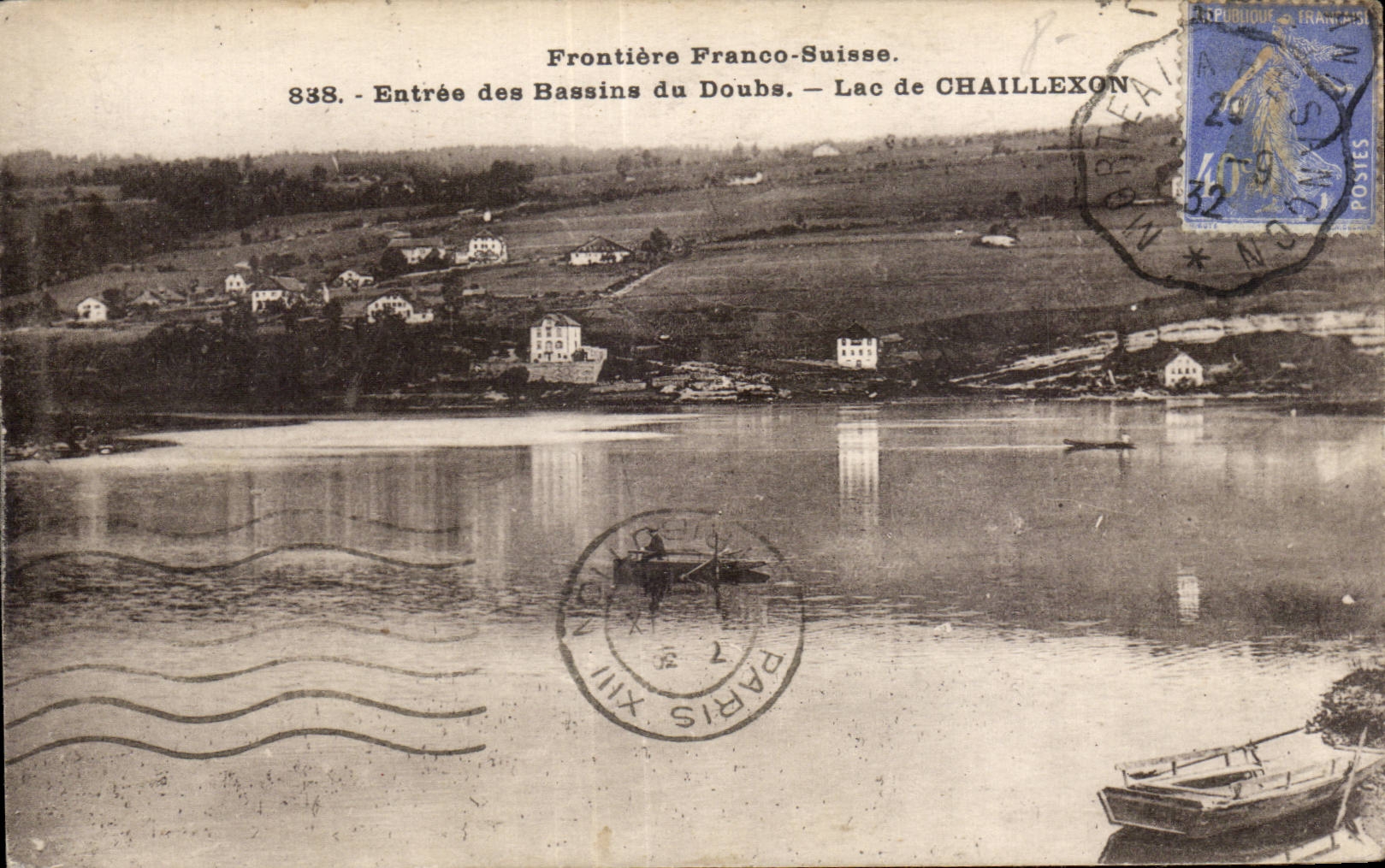 Grenze Frankreich-Schweiz — Eingang zu den Bassins du Doubs — See Chaillexon — Verlag C. L. Beaupont, Nr. 838