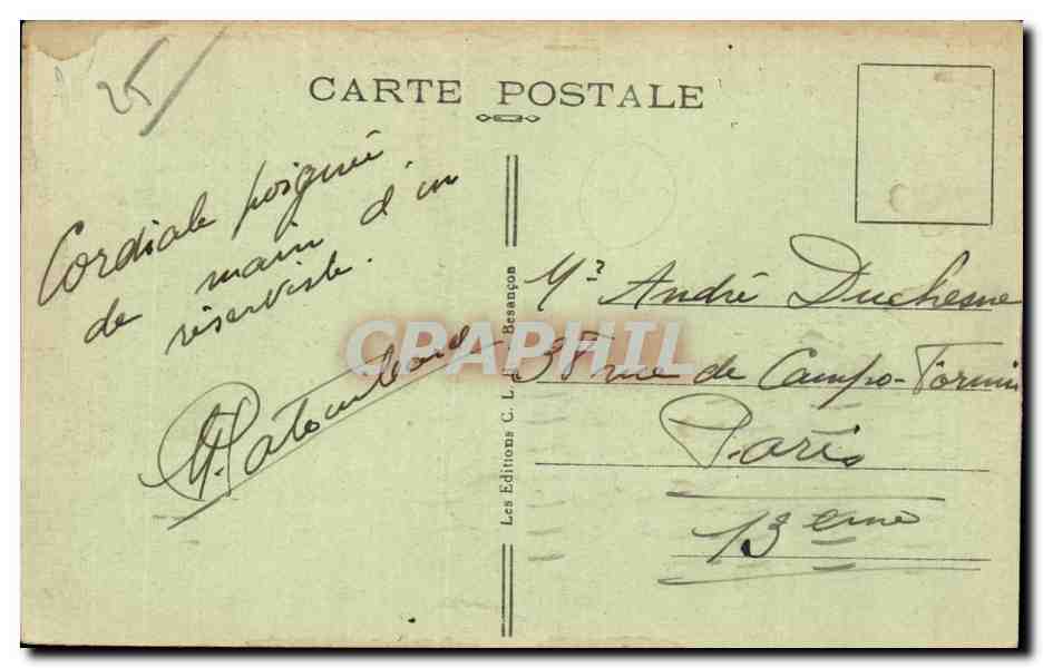 Grenze Frankreich-Schweiz — Eingang zu den Bassins du Doubs — See Chaillexon — Verlag C. L. Beaupont, Nr. 838 — Rückseite
