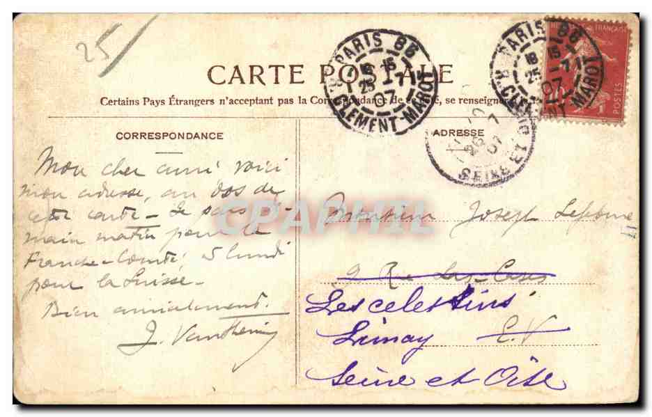 Chateau des Tilleroyes - pres Besancon - CPA — Rückseite