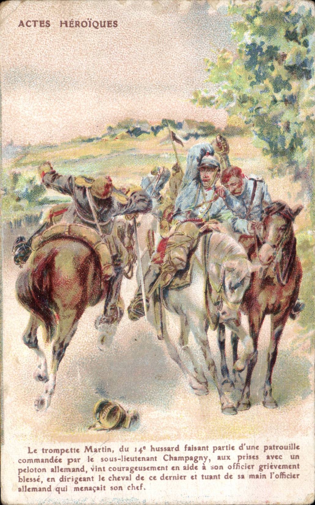 Militaria - Illustration - Actes Heroiques Cheval Horse - CPA 
