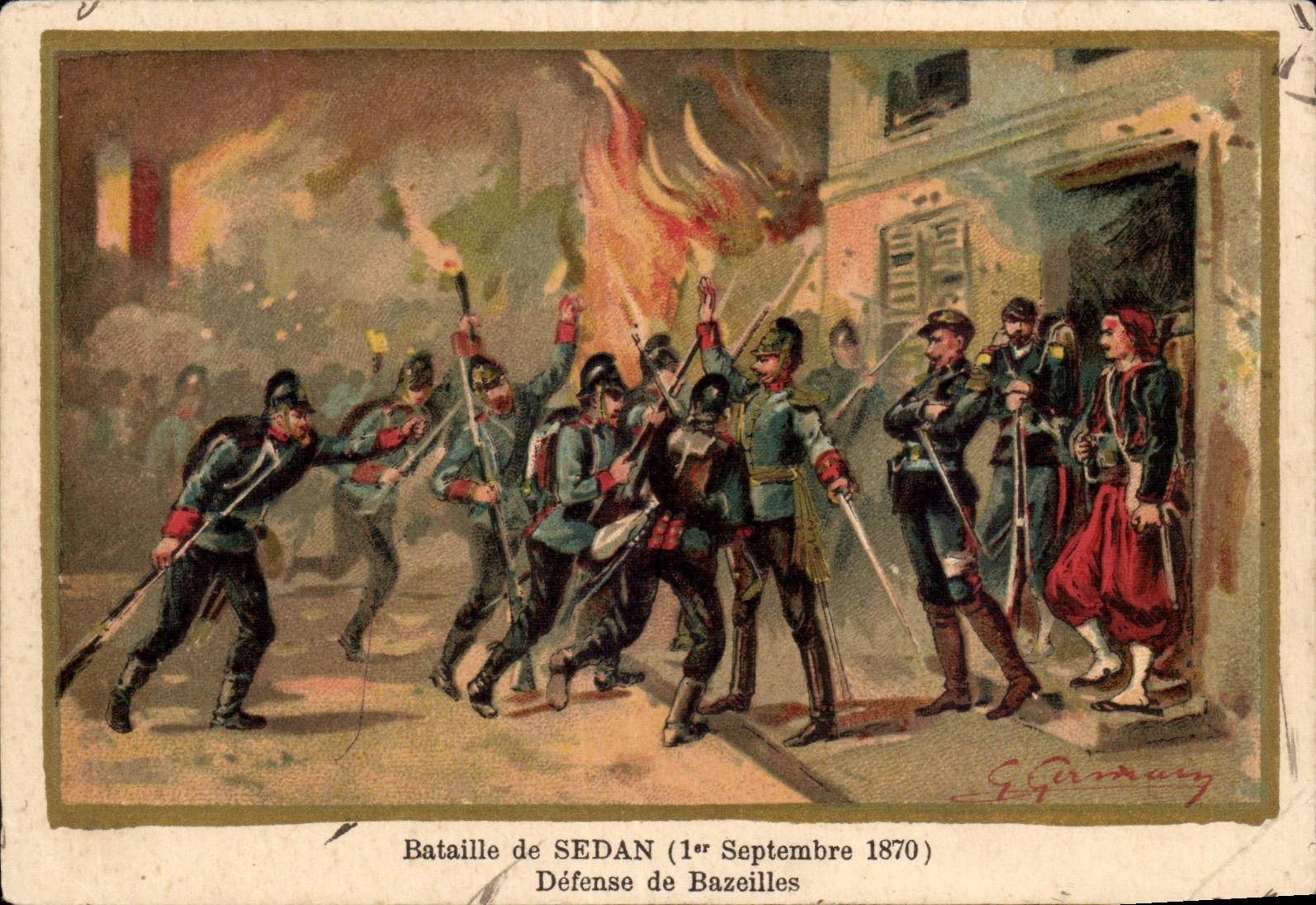 Bataille de SEDAN (1er Septembre 1870) — Défense de Bazeilles — Éditeur E. Gurnay, n°16