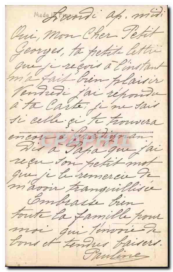 Militaria - Souhaits du Petit Garcon - CPA  — Rückseite