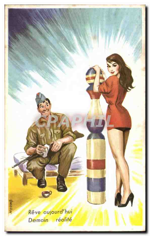 Militaria - Humour - Humoristiques - Illustration - pinup - pin up - CPA 