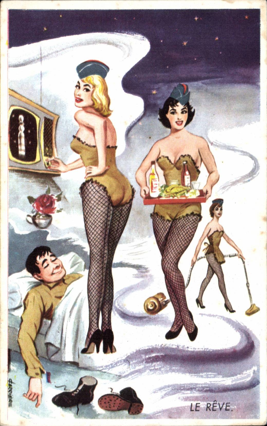 Militaria - Humour - Humoristiques - Illustration - pin up - pinup - CPA 