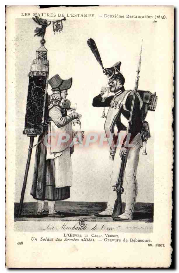 Militaria - Humour - Humoristiques - Illustration Les maitres de l estampe 1815 Vernet Debucourt Soldat - CPA 