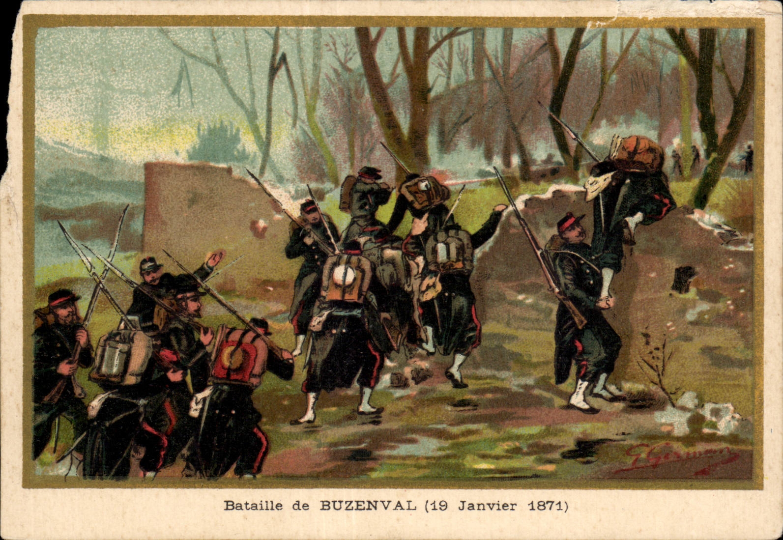 Militaria - Illustration - Bataille de Buzenval - Prise du Chateau - 19 Janvier 1871 - CPA 