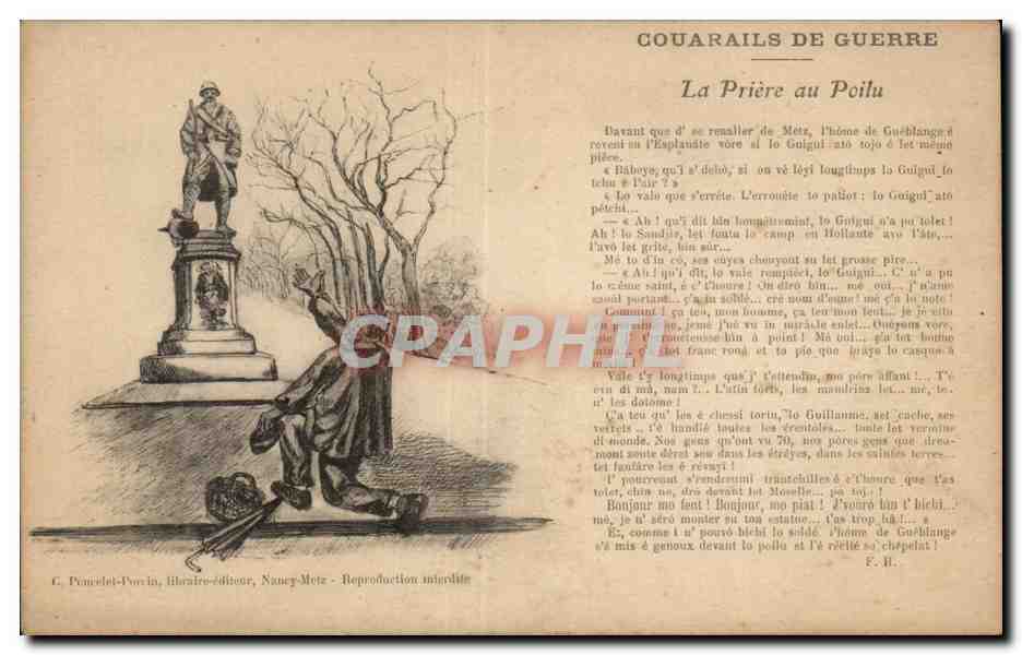 Militaria - Illustration - Couarails de Guerre - La Priere au Poilu - CPA 
