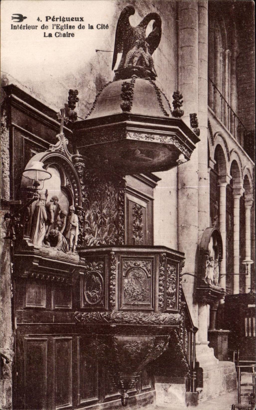 Périgueux — Innenansicht der Kirche der Cité, Die Kanzel — Unbekannter Verleger, Nr. 4