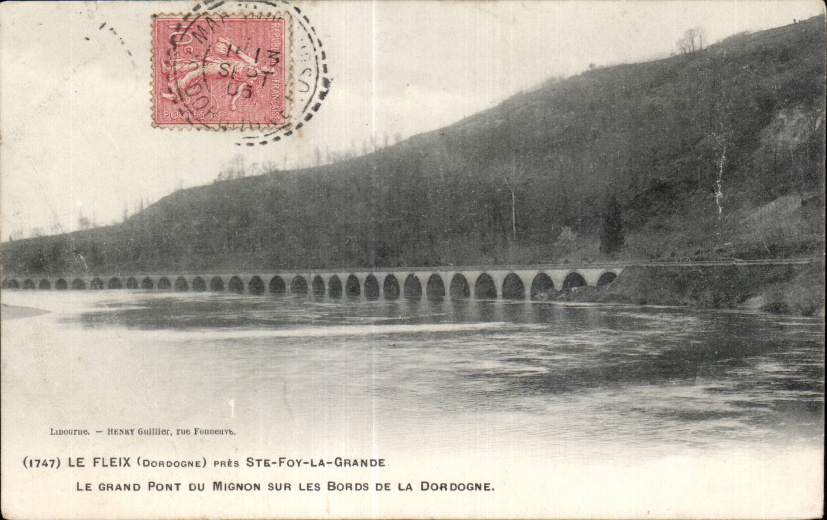 Le Grand Pont du Mignon sur les bords de la Dordogne — (1747) — Henry Guillier, rue Fonheuve