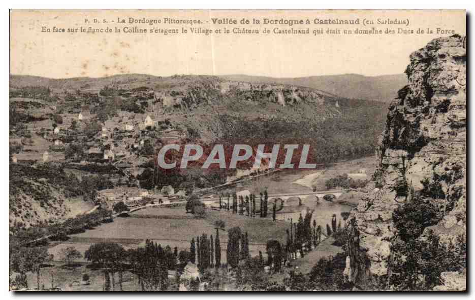 Vallée de la Dordogne à Castelnau (en Sarladais) — Village et Château de Castelnau — P. D. S. - La Dordogne Pittoresque