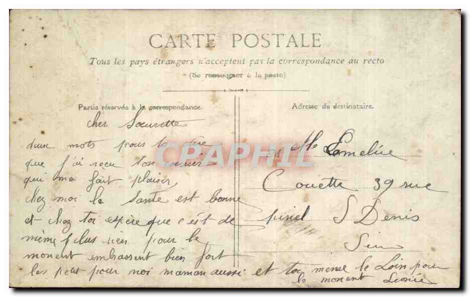 CPA Fantaisie Militaria Vive la France  — Verso