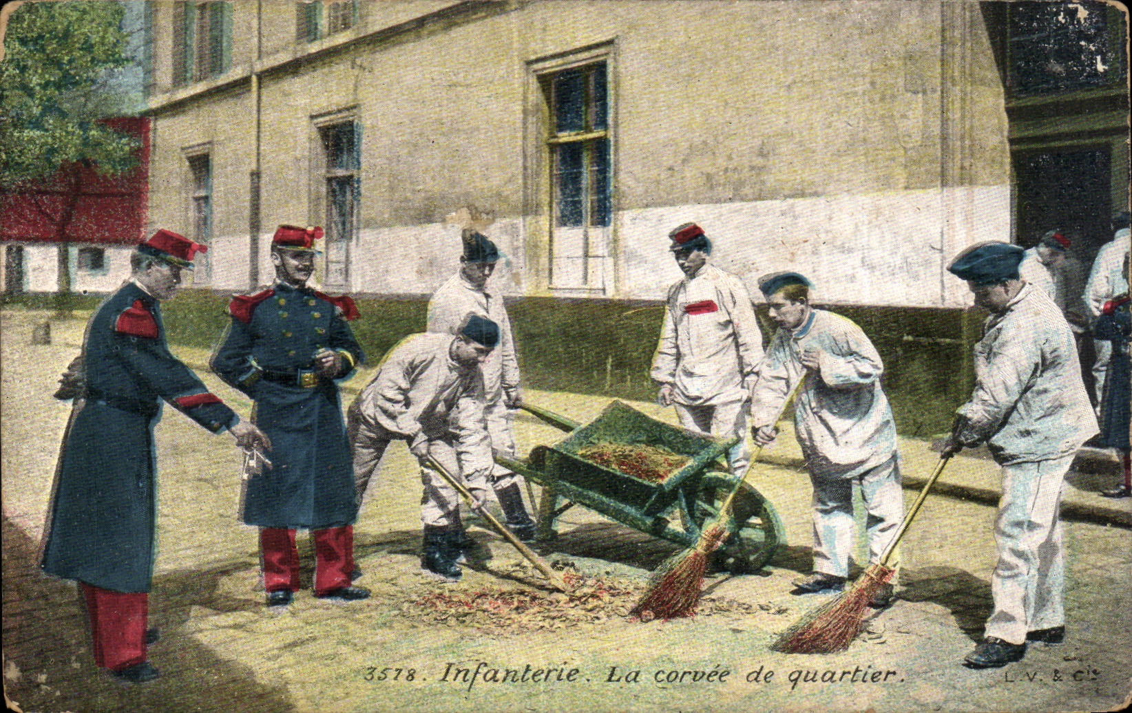 CPA Fantaisie Militaria Infanterie La corvee de quartier