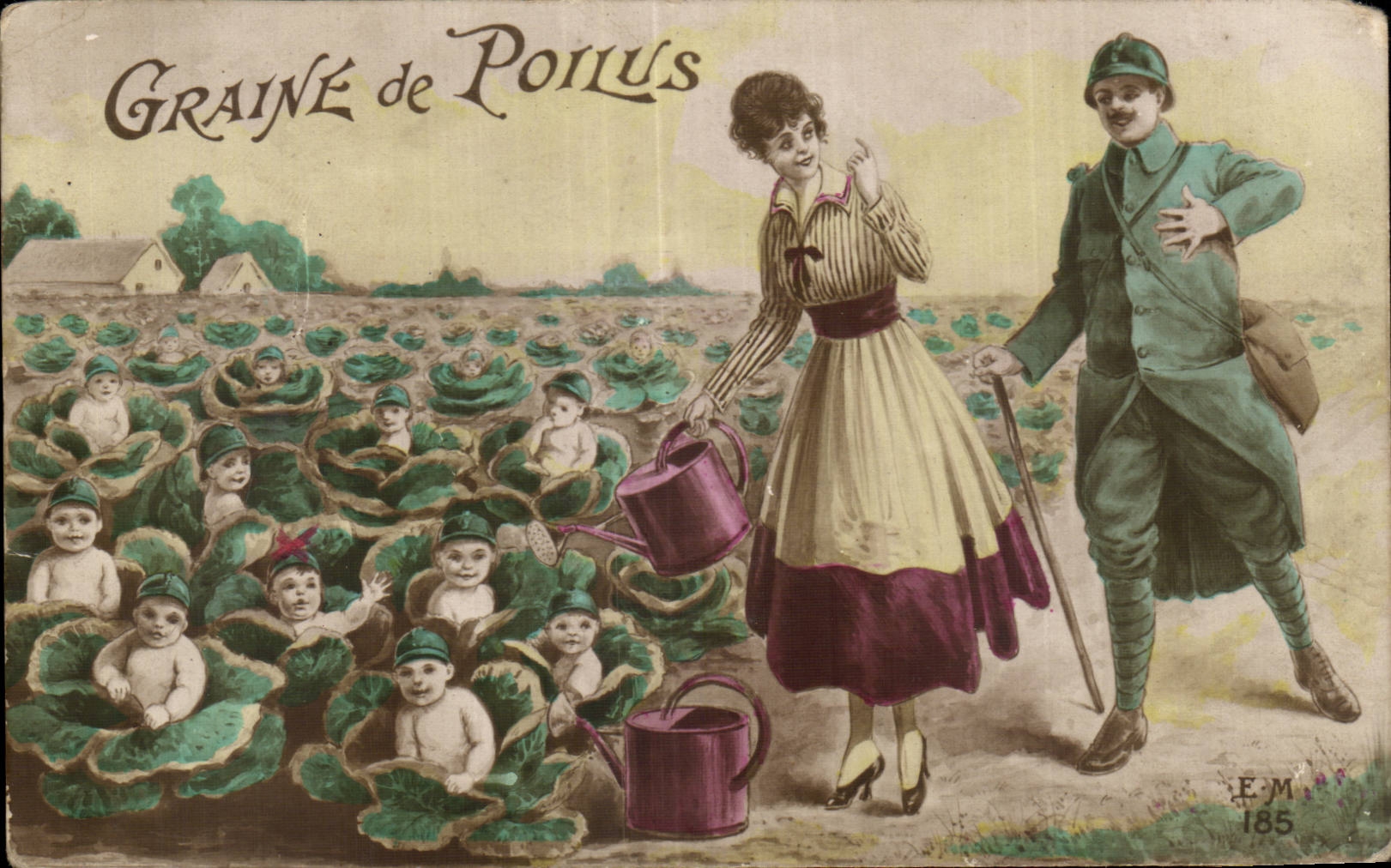 CPA Fantaisie Militaria Graine de poilus 