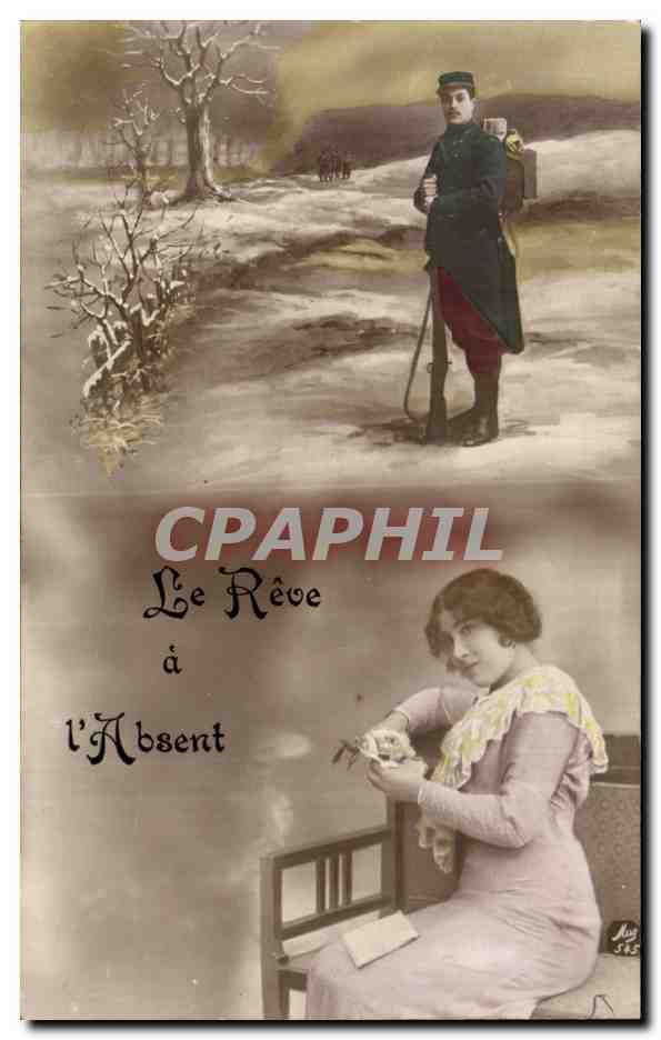 CPA Fantaisie Militaria Le reve a l absent Femme