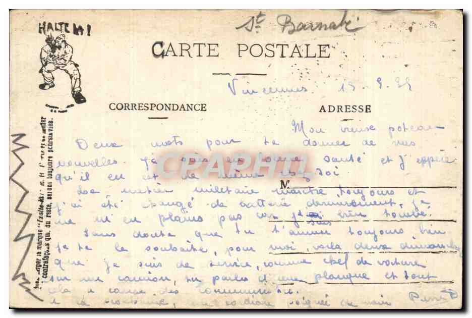 CPA Fantaisie Militaria Repas tres mouvemente Scens militaires Halte la  — Verso
