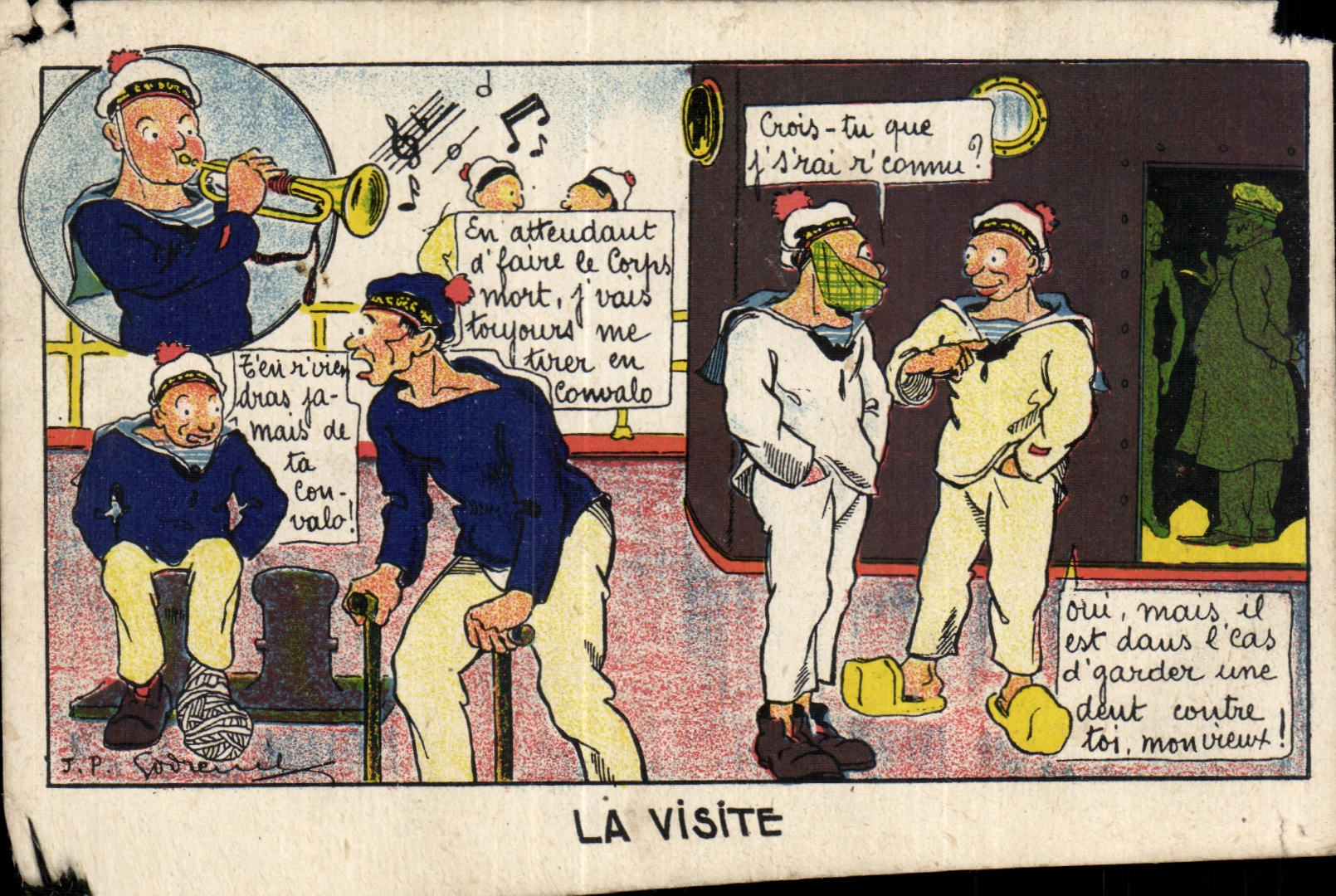 La Visita — J.P. Godrie — serie de caricaturas marítimas