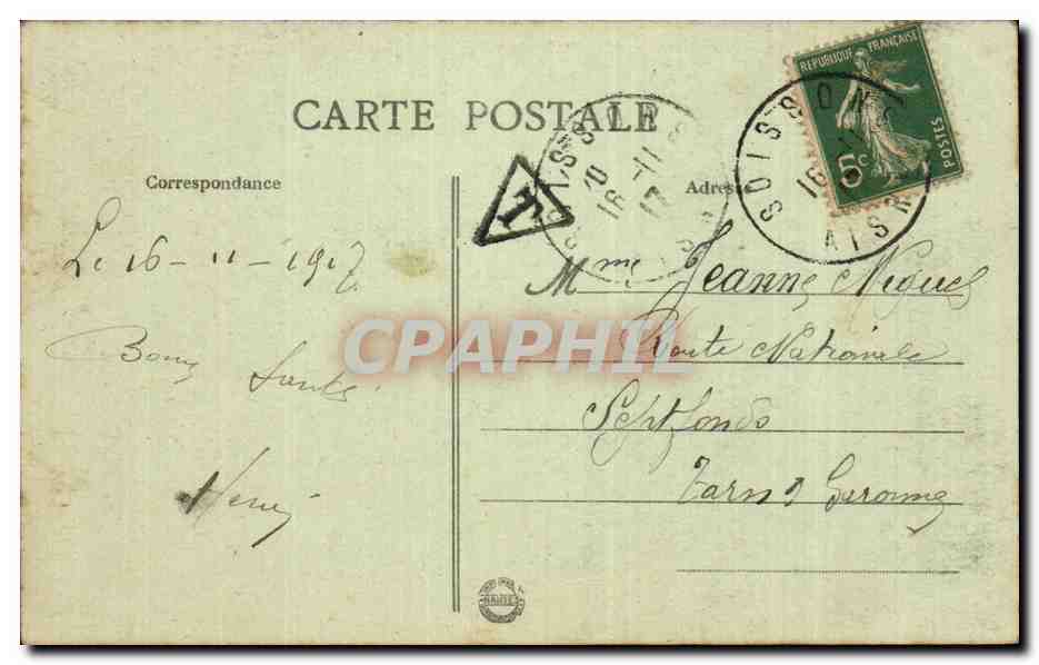 CPA Militaria La grande guerre 1914 Soissons Rue de la Porte de Crouy  — Rückseite