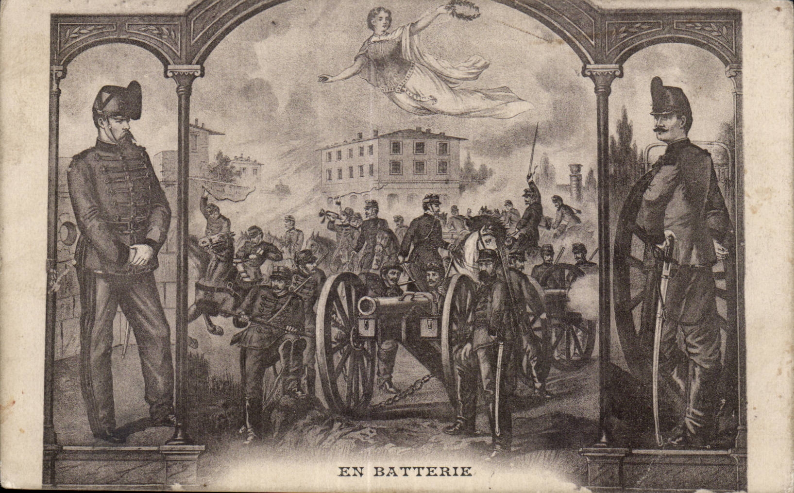 CPA Militaria En batterie Canon 