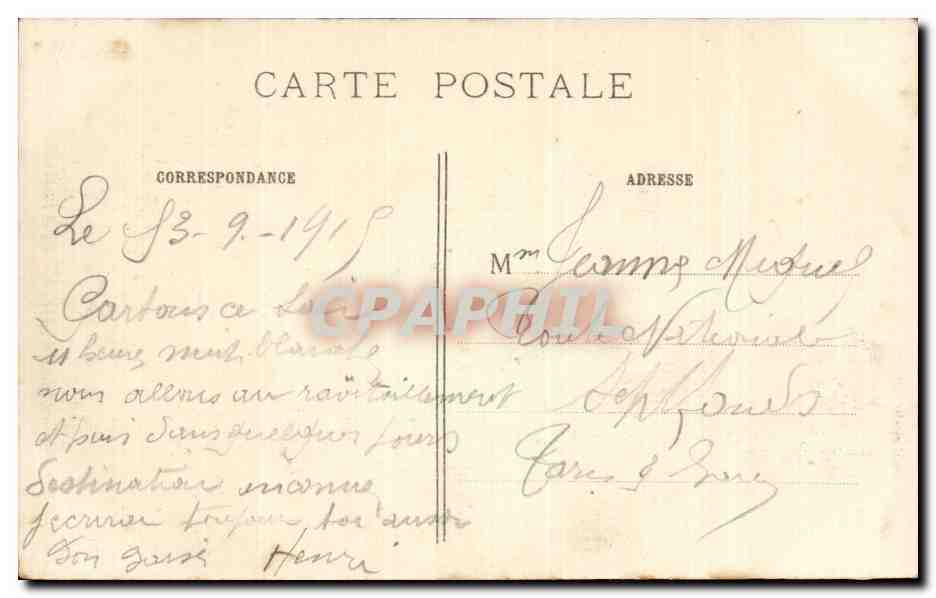 CPA Militaria La grande guerre 1914 Soissons Le presbytere effondre — Rückseite