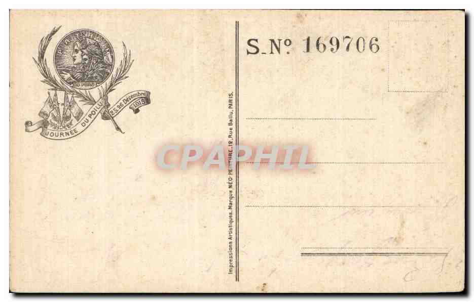 CPA Militaria La grande guerre 1914 Journee du poilu 25 et 26 decembre 1915 — Rückseite