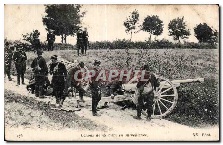 CPA Militaria Canons de 75 en surveillance