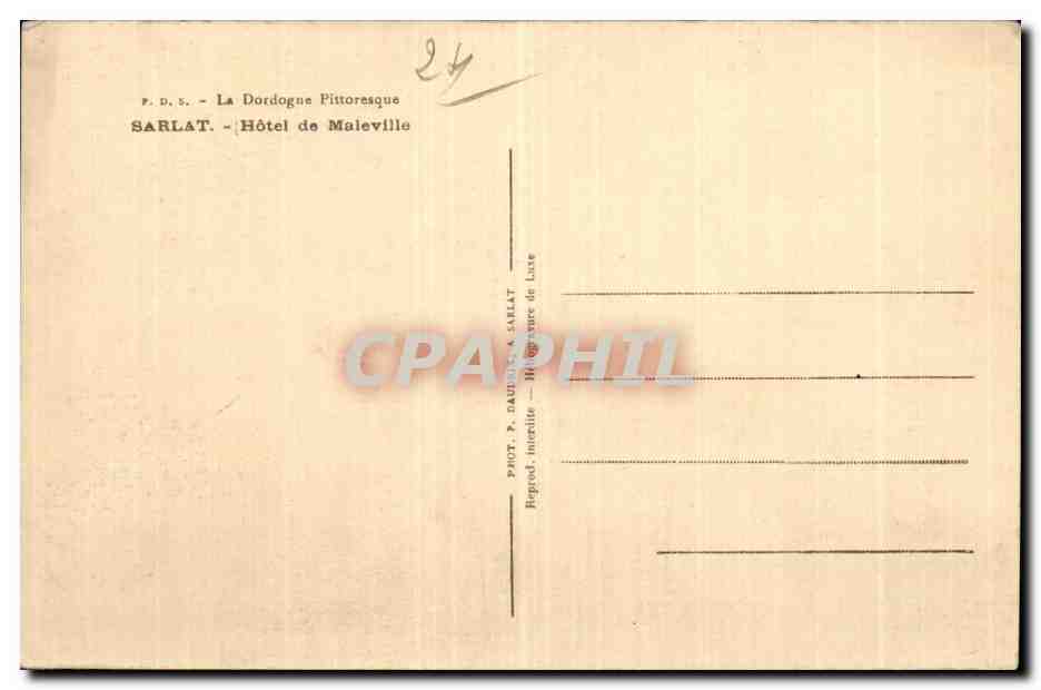 Sarlat - Hotel de Maleville - CPA  — Verso