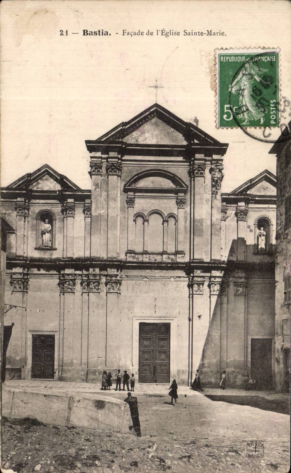 CPA Corse Corsica Bastia Facade de l eglise Sainte Marie 