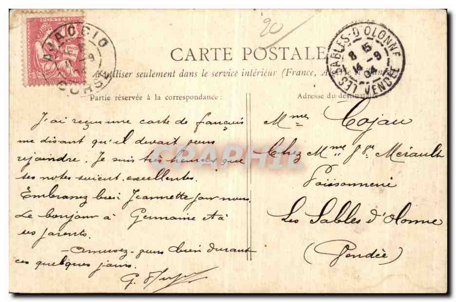 CPA Corse Corsica Ajaccio Le port — Verso