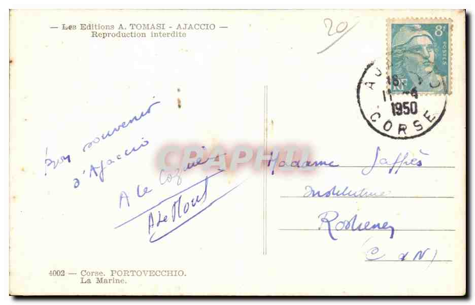 Die Marine — Korsika — Les Éditions A. TOMASI - AJACCIO — Rückseite
