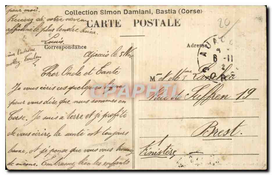 CPA Corse Corsica Ajaccio La maison Bonaparte ou naquit Napoleon — Verso