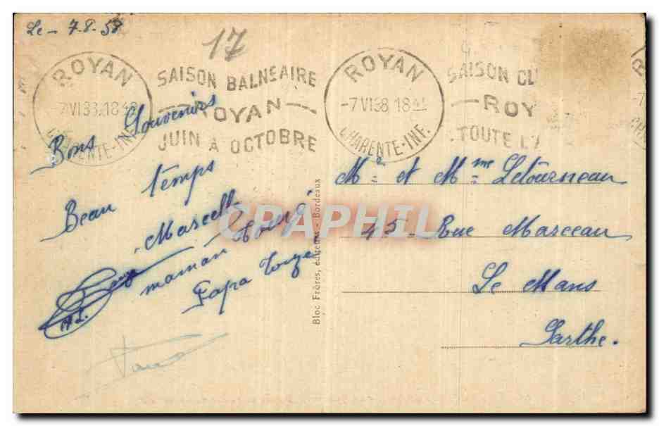 CPA Royan La jetee et le bac de la pointe de Grave Bateau  — Rückseite