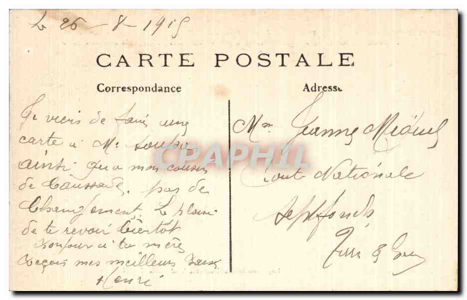 CPA Militaria la grande guerre 1914 Bataille de la Marne Pargny sur Saux  — Back