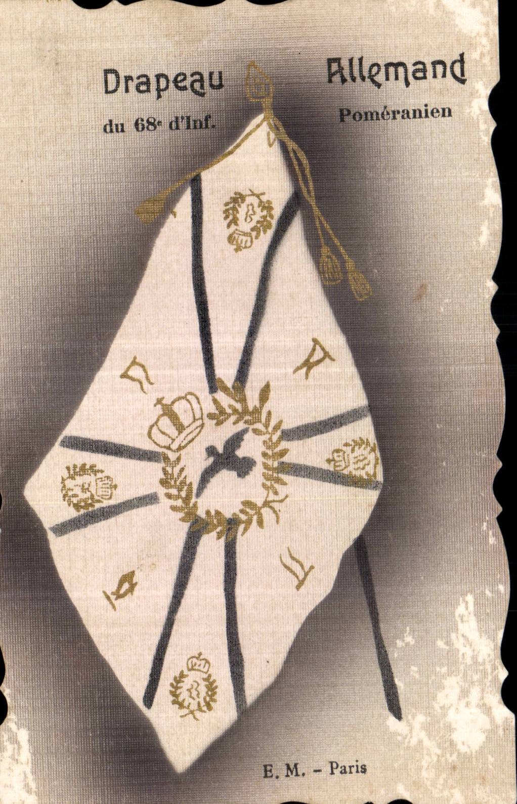 CPA Militaria Drapeau allemand du 68eme d infanterie Pomeranien 