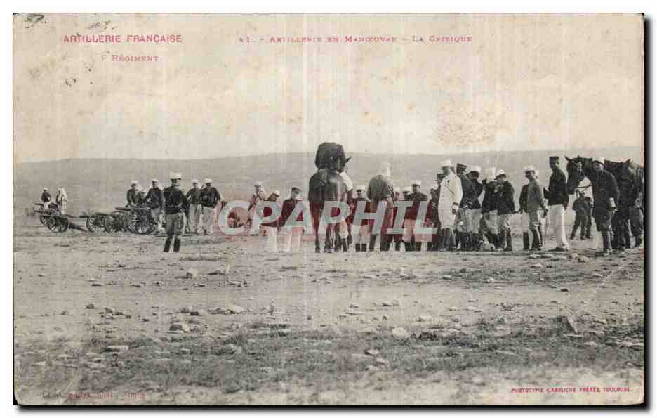 CPA Militaria Artillerie francaise Artillerie de manoeuvre La critique