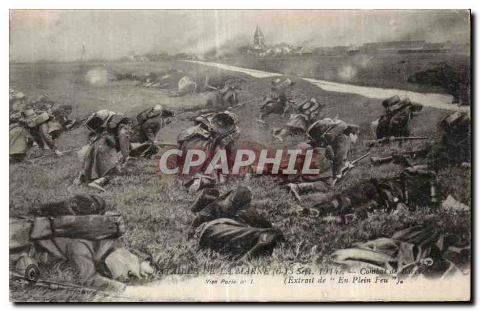 CPA Militaria Bataille de la Marne Combat de Barcy 