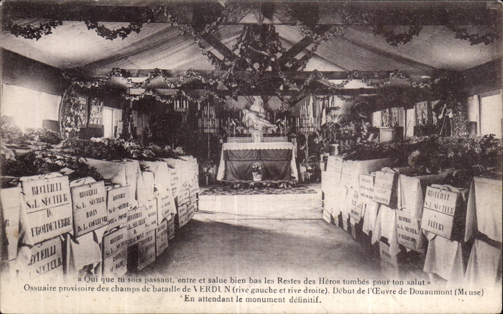 CPA Militaria Ossuaire provisoire des champs de bataille de Verdun