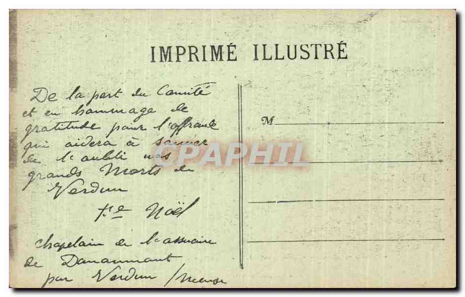 CPA Militaria Ossuaire provisoire des champs de bataille de Verdun — Rückseite